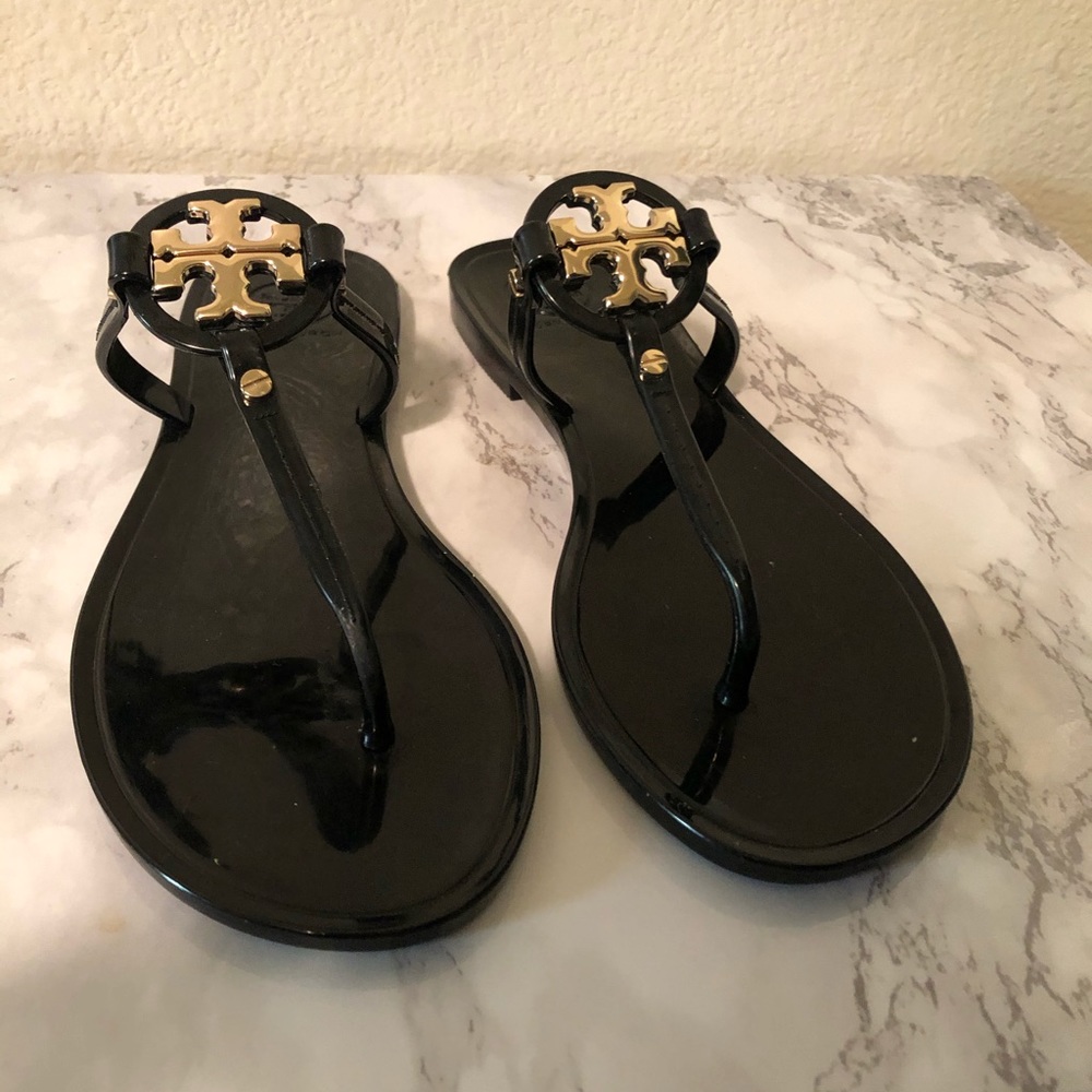 Tory Burch Black and Gold Sandals